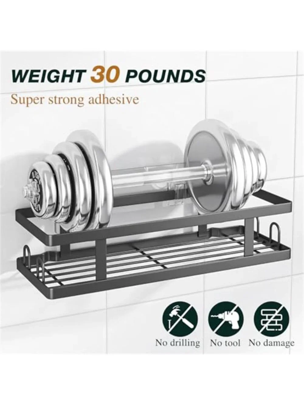 Shower Caddy Adhesive Bathroom Organizer Shelf No Drill Rustproof Storage Rack
